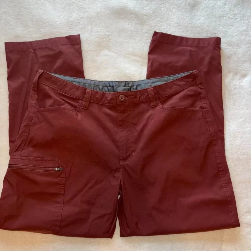 Eddie-bauer Men's Burgundy and Brown Trousers